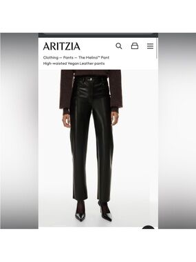 Aritzia The Melina High-Waisted Vegan Leather Pants - Black size Small